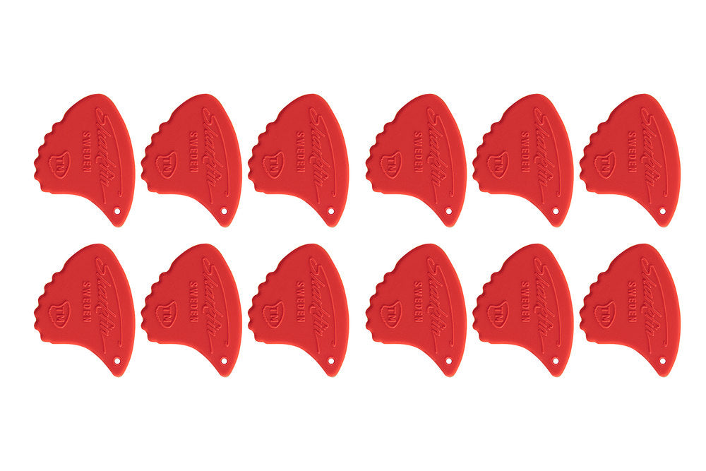 Shark Fin Relief plettri, 0,55 mm morbidi, rossi, 12 pezzi