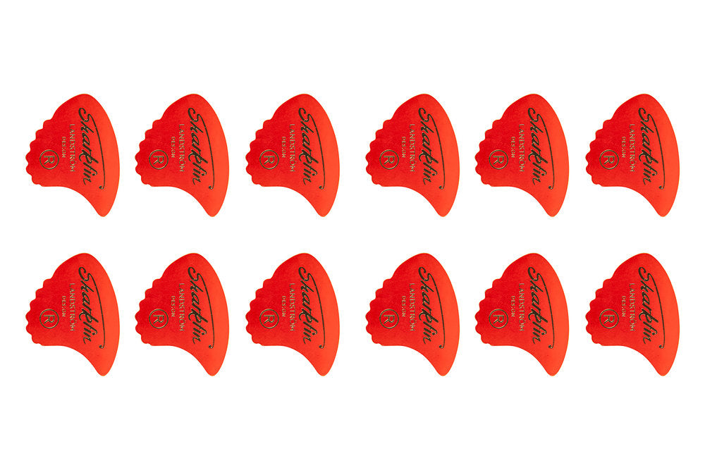 Plettri Shark Fin Goldprint, morbidi, rossi, 12 pz.