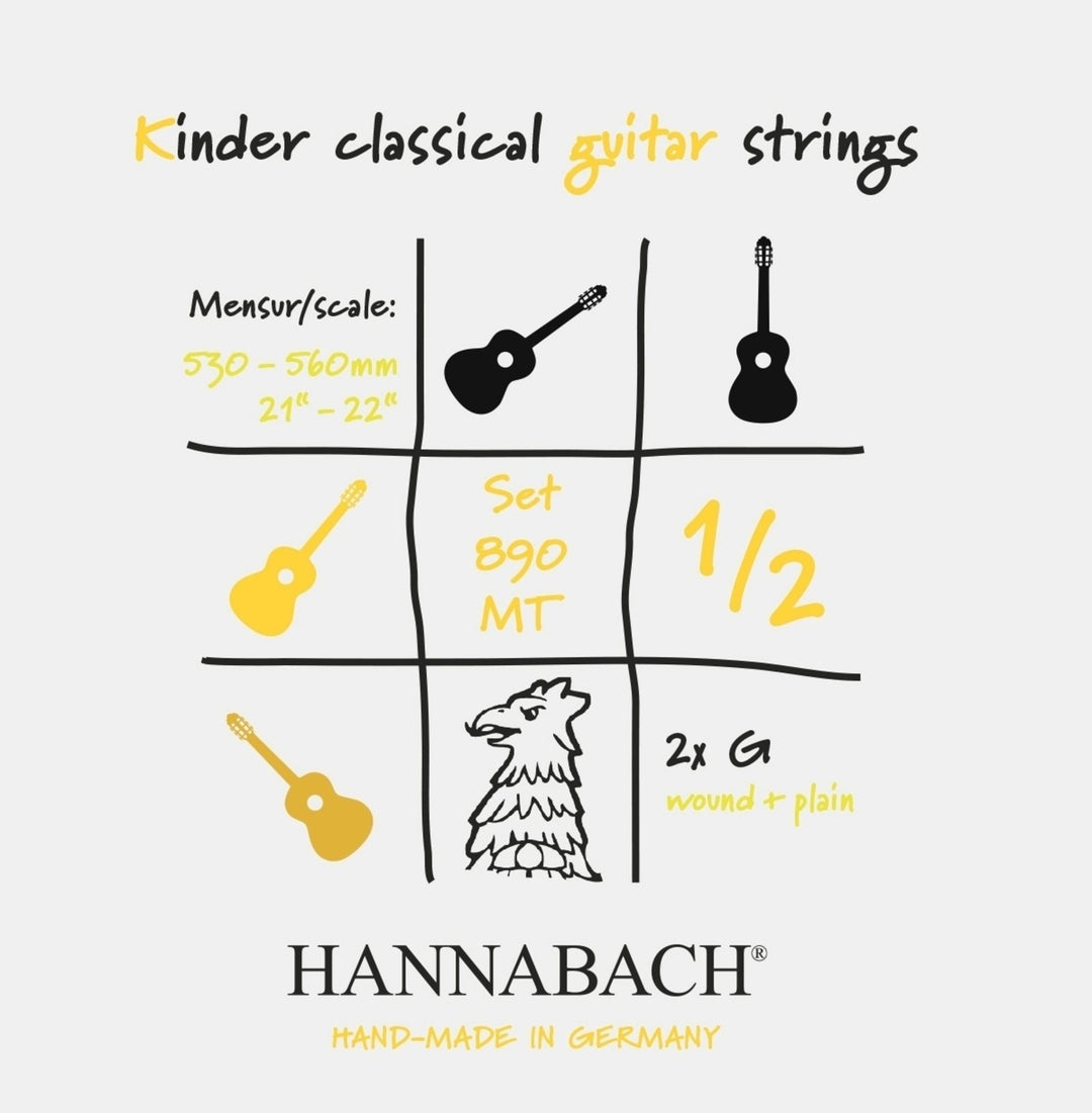 Hannabach Corde per chitarra classica Serie 890 1/2 chitarra classica per bambini Duel: 53-56 cm - Set di 2 corde G (890MT 1/2)