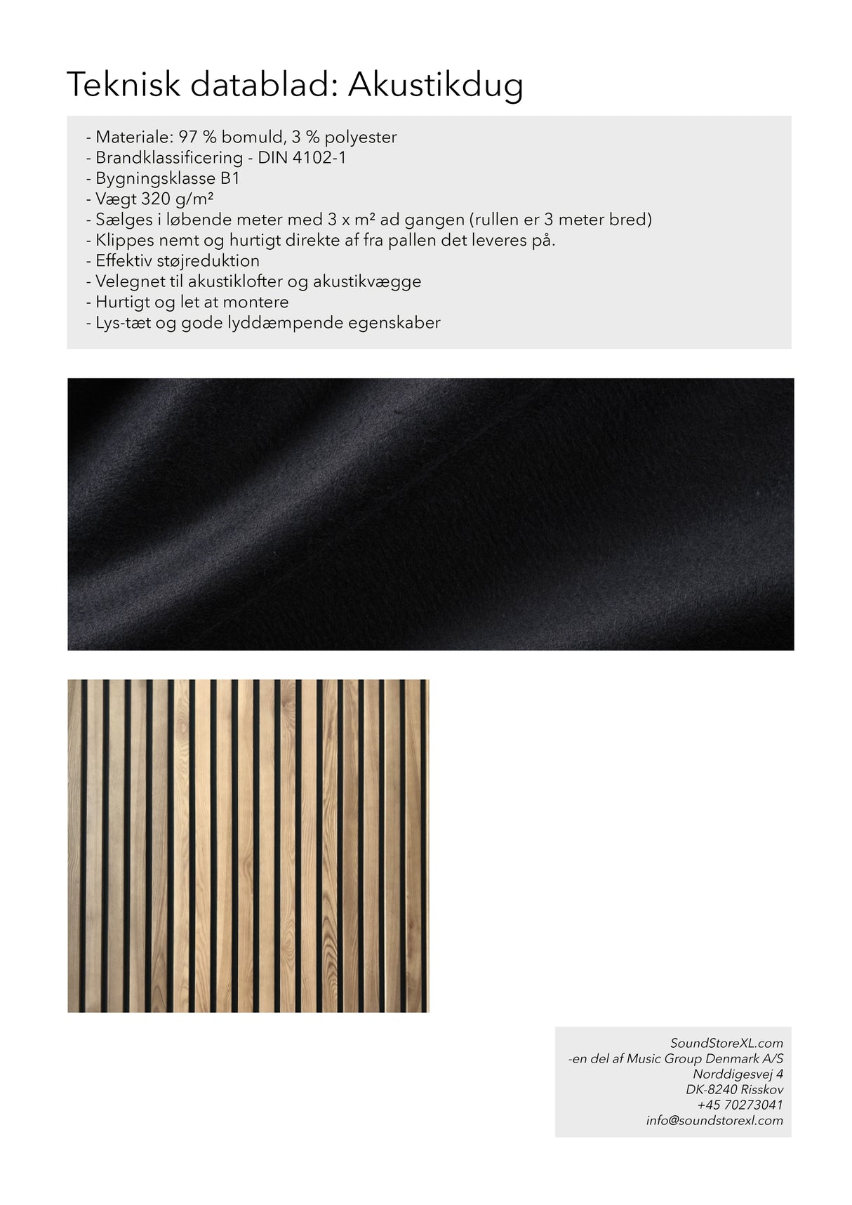 Acoustic cloth per 3 m² (Black)