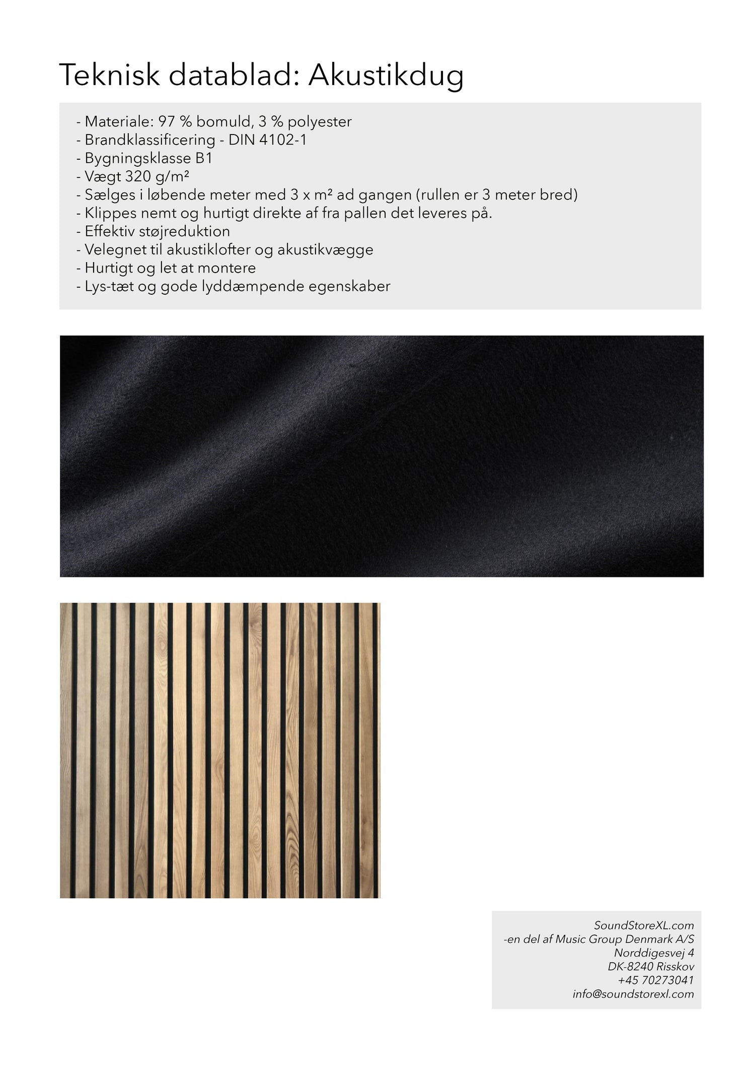 Acoustic cloth per 3 m² (Black)