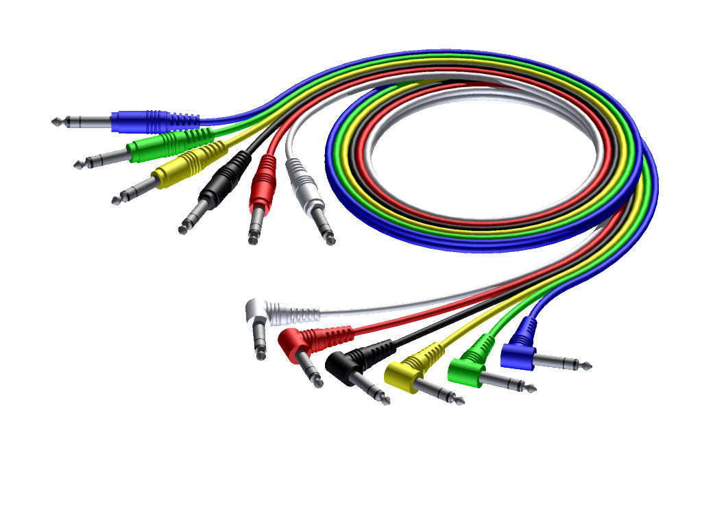 ProCab stereo jack/jack vinkel kabel sæt i 6 farver, 60 cm