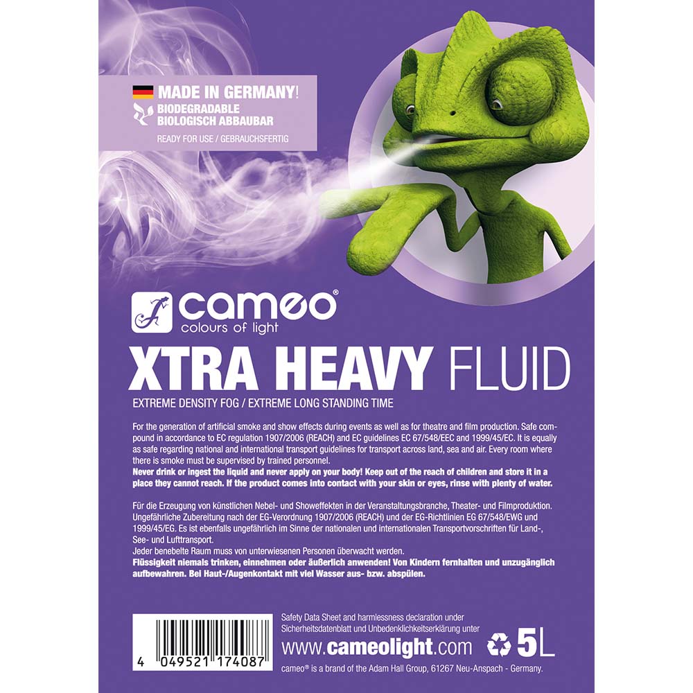Cameo XTRA HEAVY FLUID 5L - Liquido per nebbia ad altissima densità e tempo di permanenza estremamente lungo 5 L