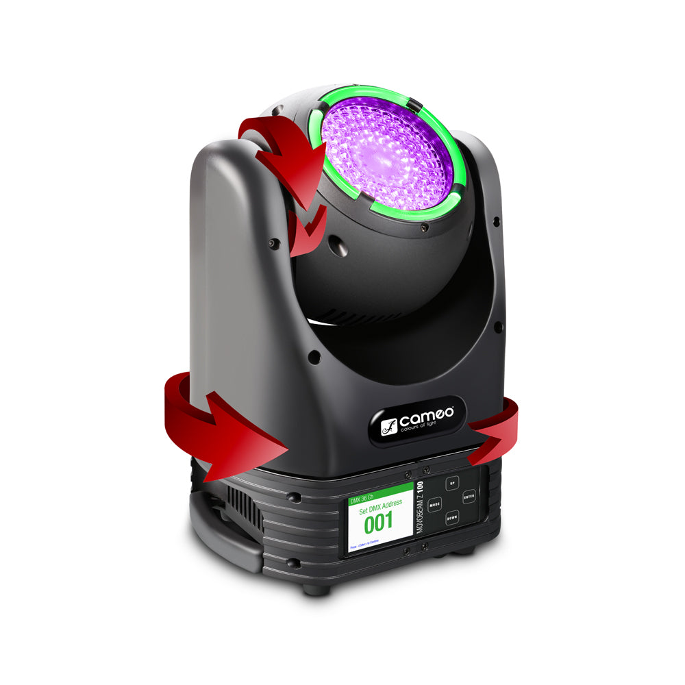 Cameo MOVO BEAM Z100 - moving head Beam con rotazione illimitata, anello LED e zoom