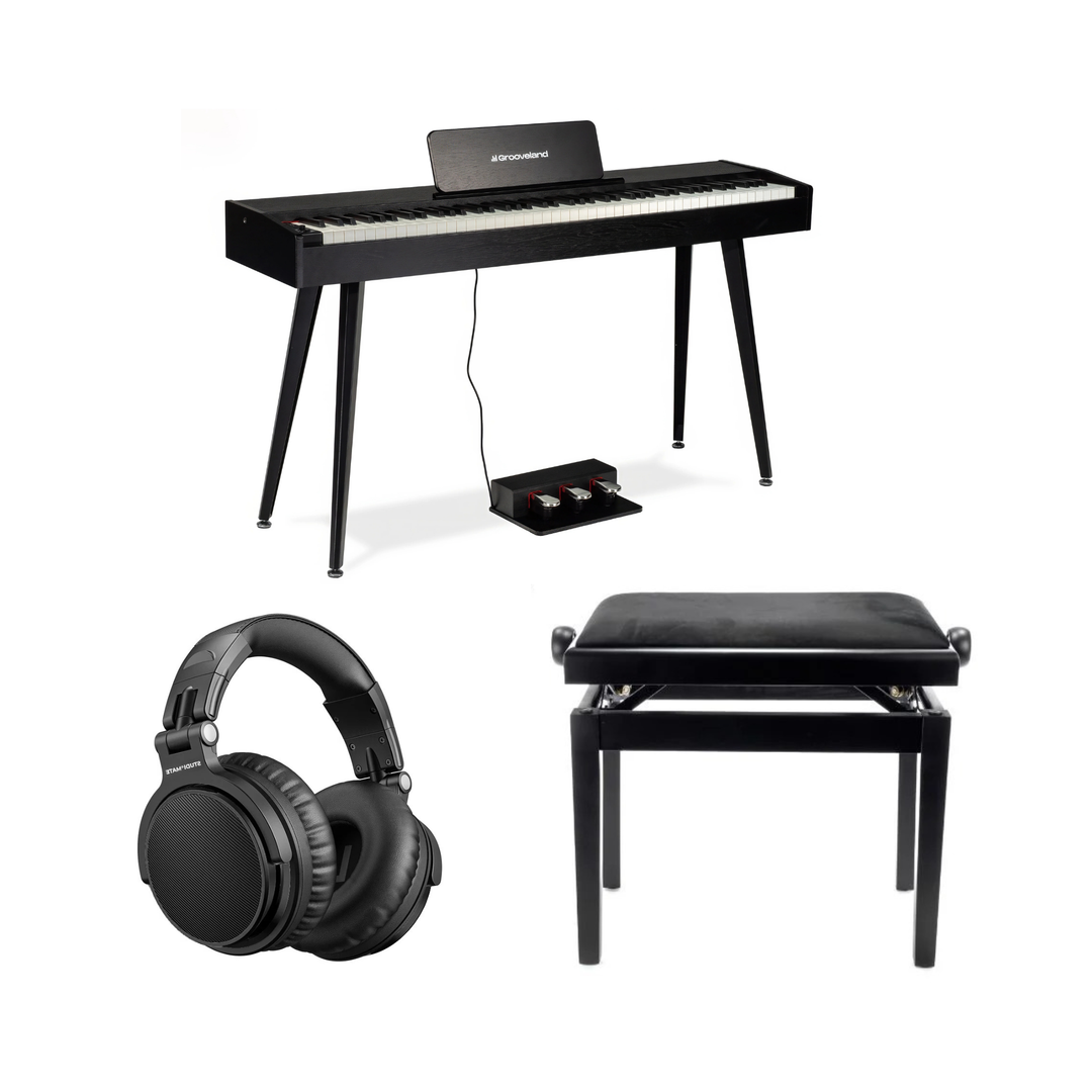 Grooveland DDP-140 Pianoforte elettrico (Nero) bundle