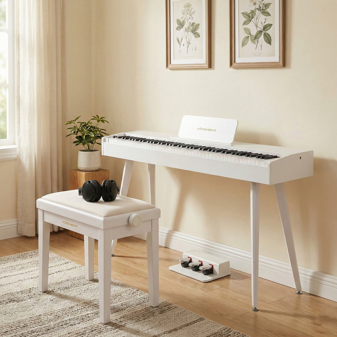 Grooveland DDP-140 Pianoforte elettrico (Bianco) bundle
