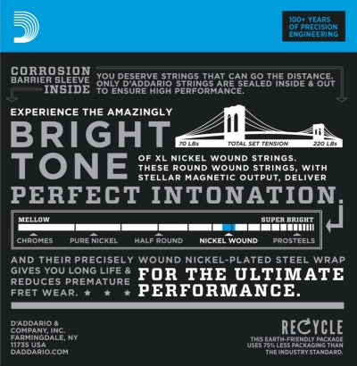 Daddario EXL110-3D Guitar Strings (Regular Light 10-46) 3-Pak