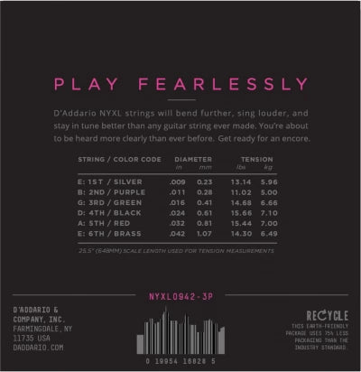 Daddario NYXL Guitar Strings (09-42) 3-Pak