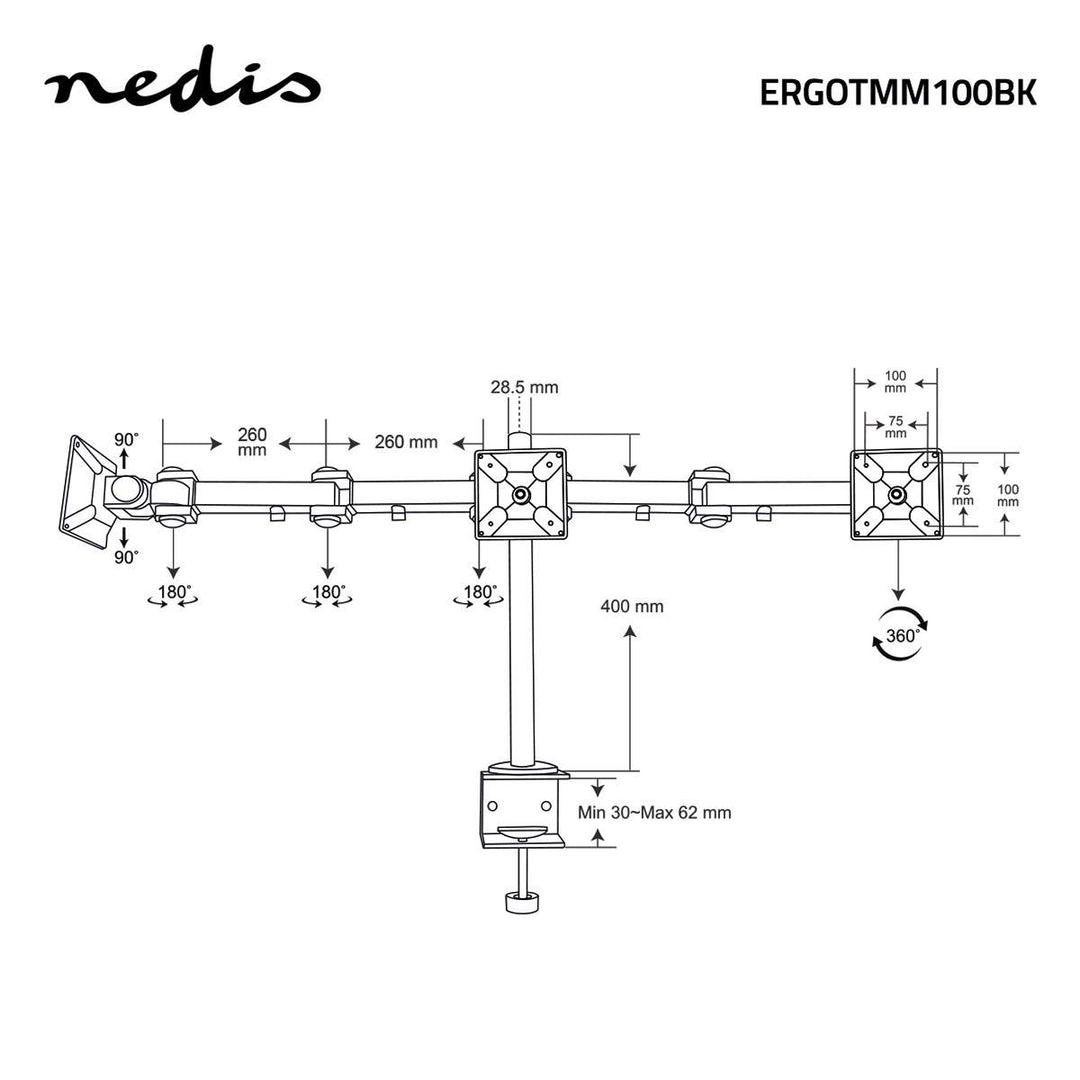 Supporto Ergonomico per 3 Schermi (14-24")