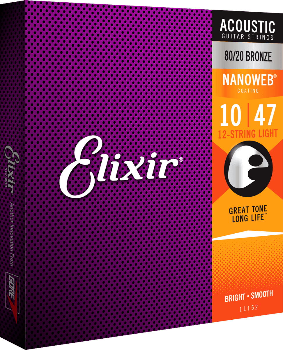 Elixir Nanoweb Bronze 80/20 Guitar Strings (12-String Light 10-47)