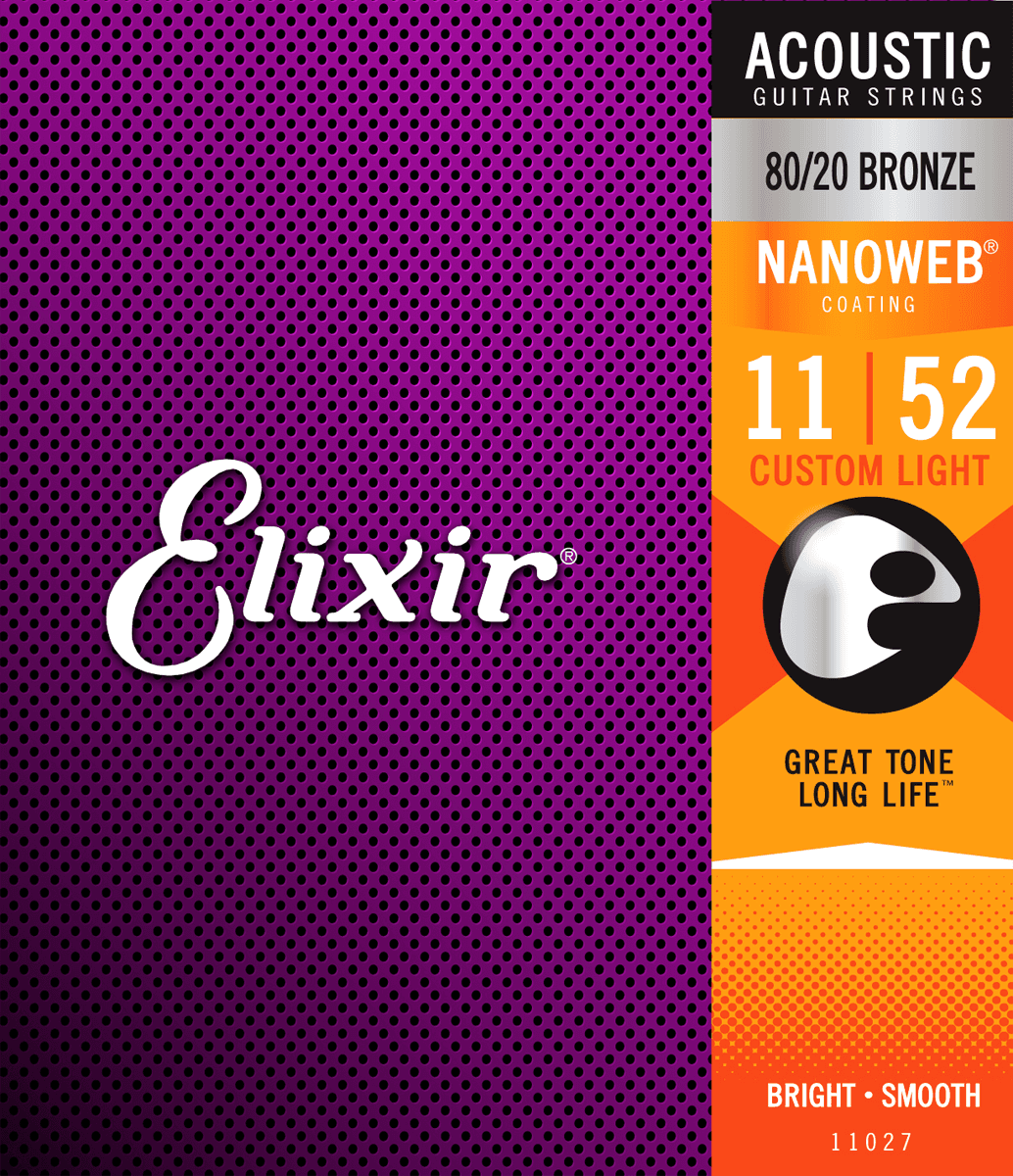 Elixir Nanoweb Bronze 80/20 Corde per Chitarra (Custom Light, 11-52)