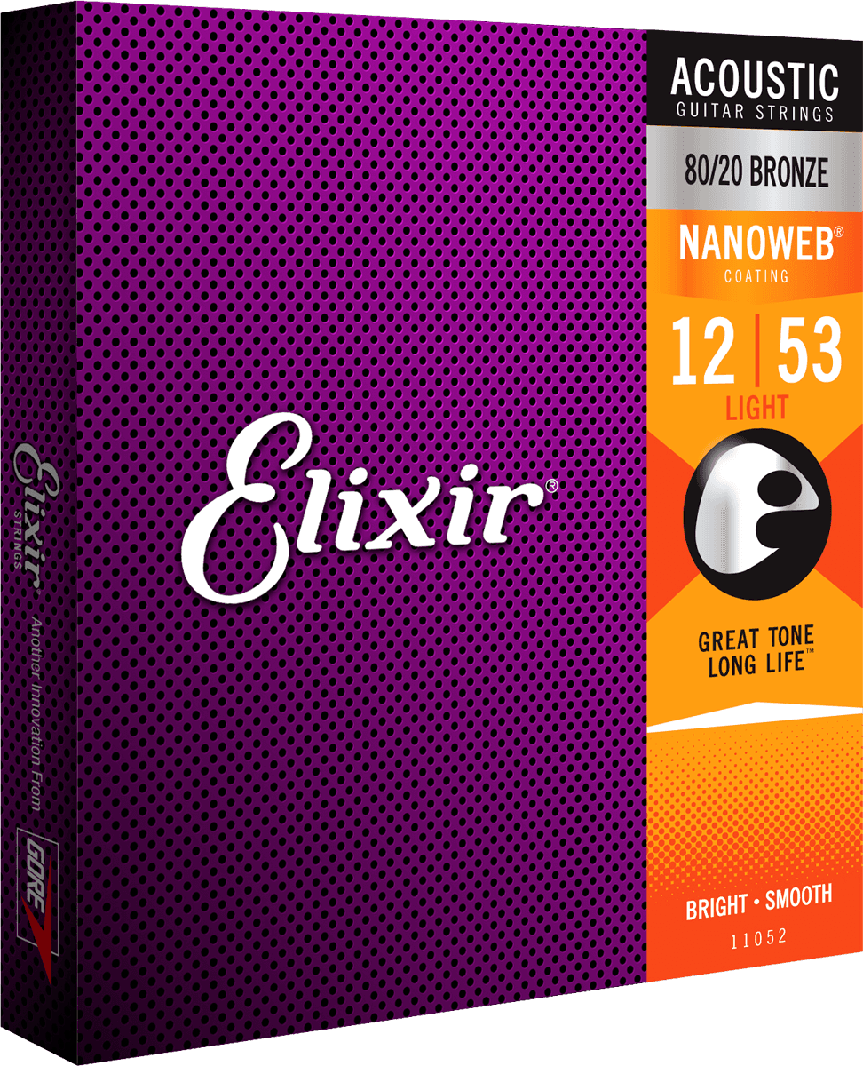 Elixir Nanoweb Bronze 80/20 Guitar string (Light, 12-53)
