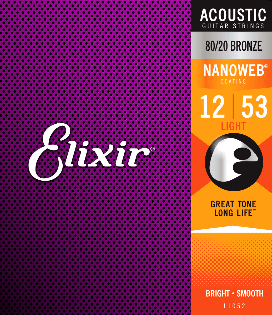 Elixir Nanoweb Bronze 80/20 Guitar string (Light, 12-53)