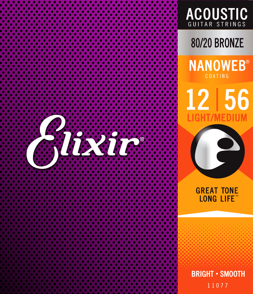 Elixir Nanoweb Bronze 80/20 Corde per Chitarra (Medium Light, 12-56)