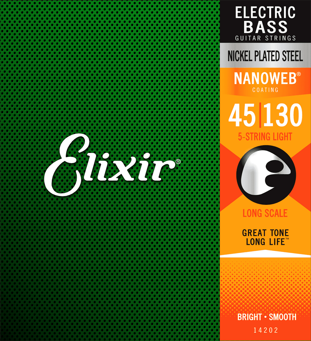 Elixir Nanoweb Nickel Corde per Basso (Light, 5c, 45-130)
