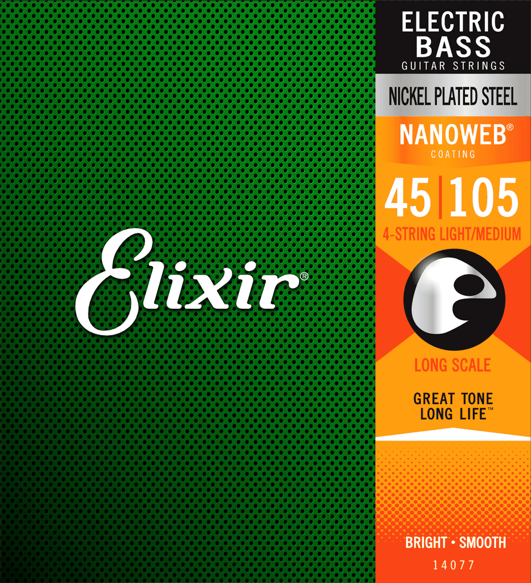 Elixir Nanoweb Nickel Corde per Basso (Medium, 45-105)