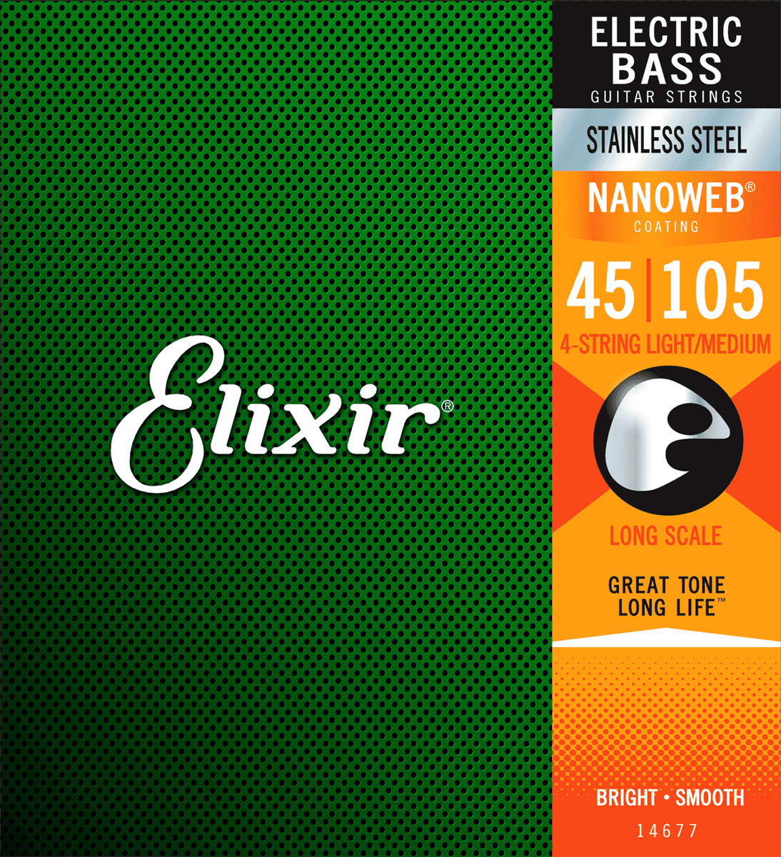 Elixir Nanoweb Stainless Steel Corde per Basso (Medium, 4c, 45-105)