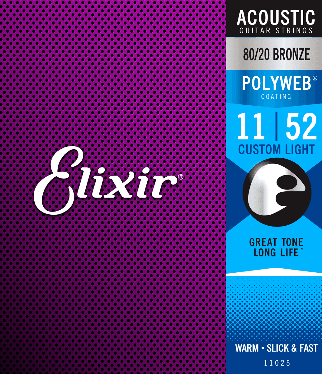 Elixir Polyweb Bronze 80/20 Corde per Chitarra (Custom Light, 11-52)