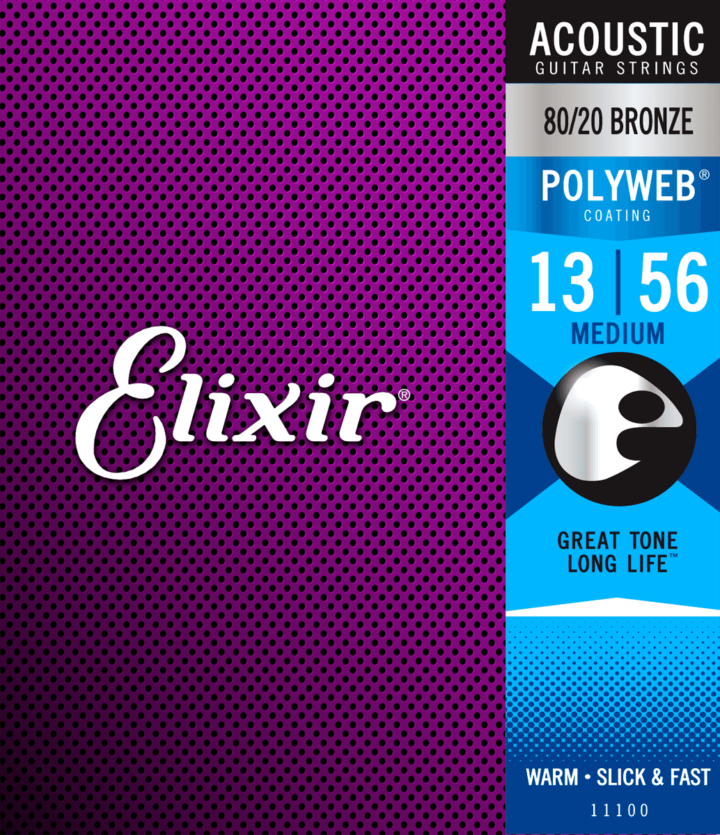 Elixir Polyweb Bronze 80/20 Guitar String (Medium, 13-56)