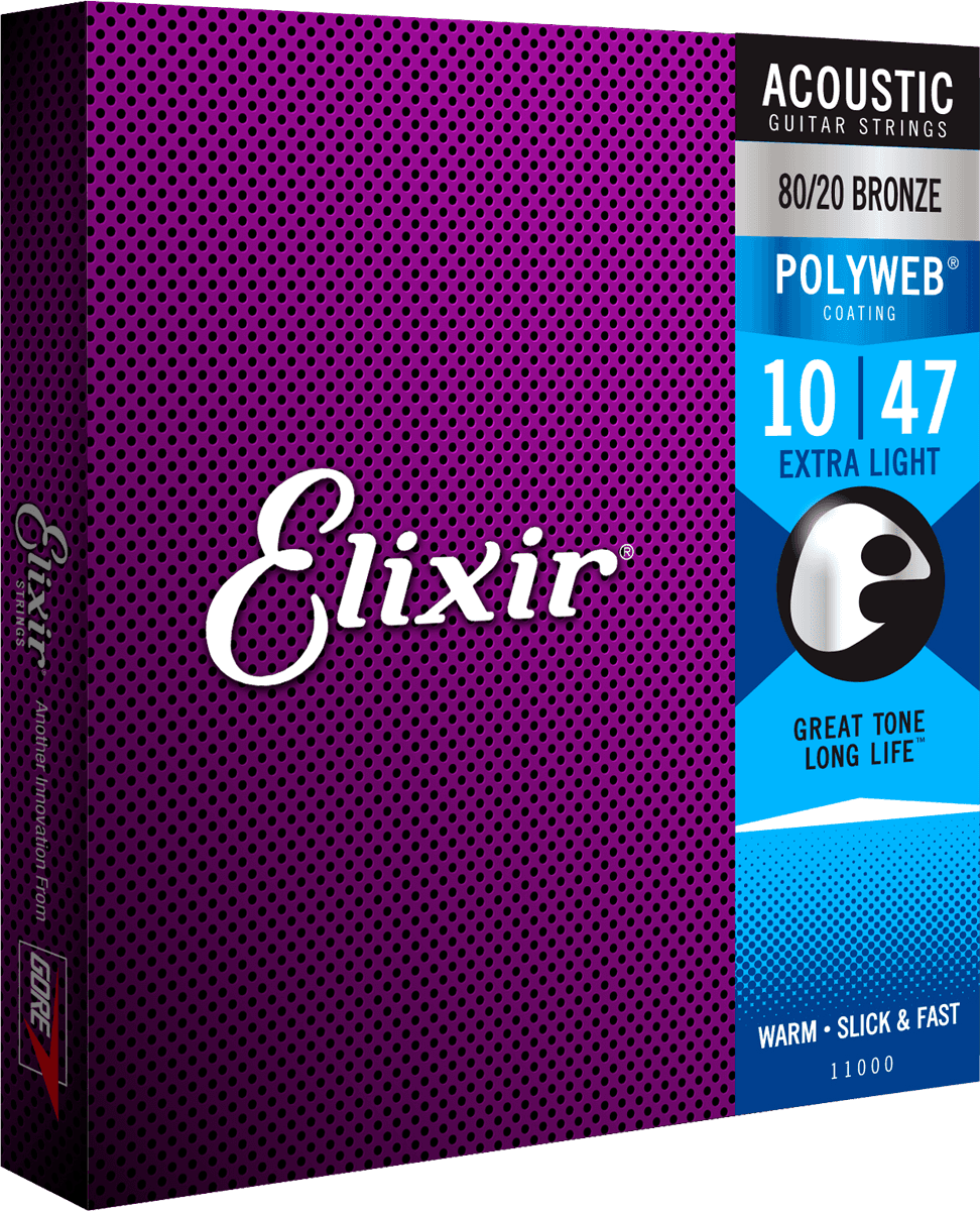 Elixir Polyweb Bronze 80/20 Guitar String (Extra Light, 10-47)