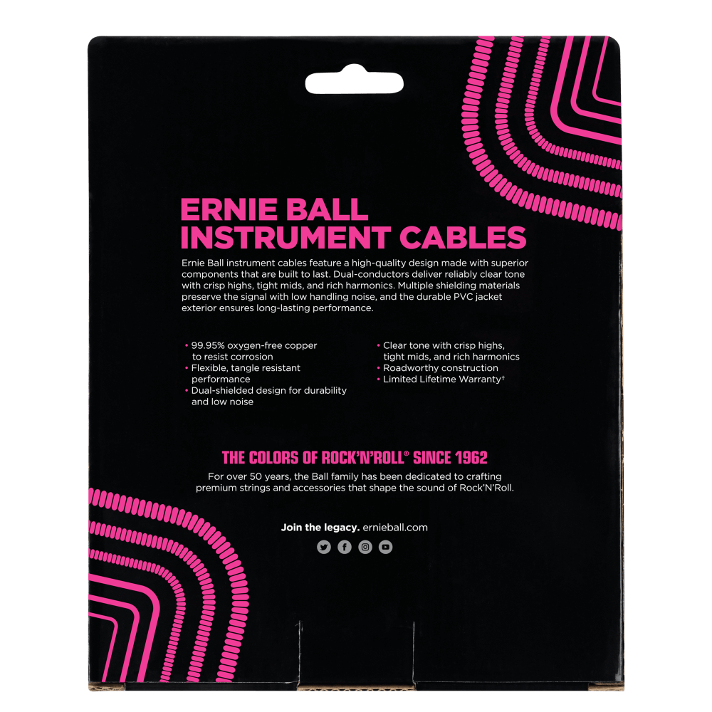 Ernie Ball 6044 Guitar Cable (Black, 9m)
