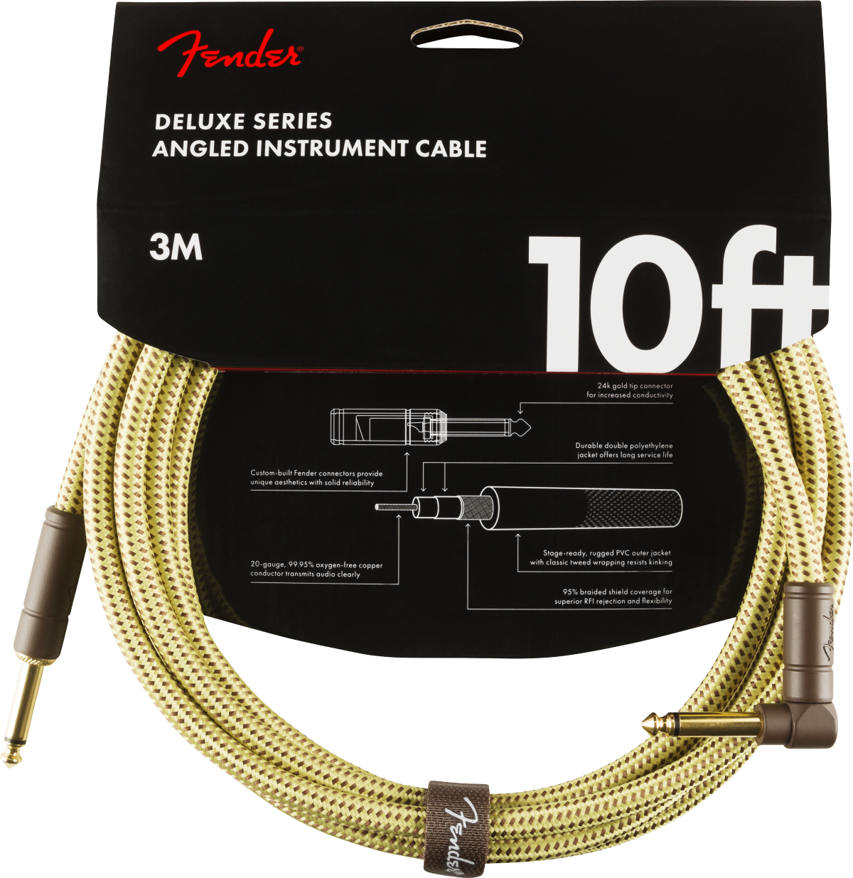 Fender Deluxe Cavo per Chitarre Vinkelstik (Tweed, 3m)