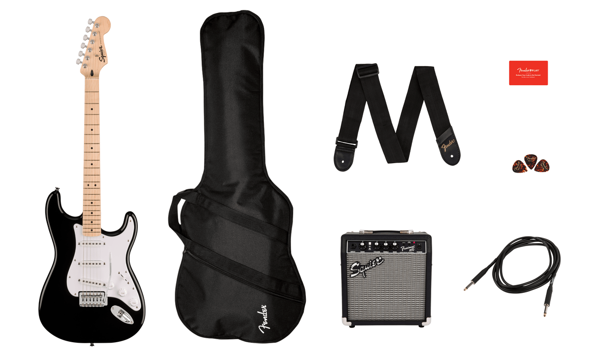 Fender Squier Sonic Stratocaster Electric Guitar Starter Kit (Black)