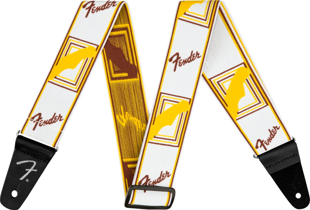 Fender Weighless Tracolla per Chitarra (White/Yellow/Brown, 2")