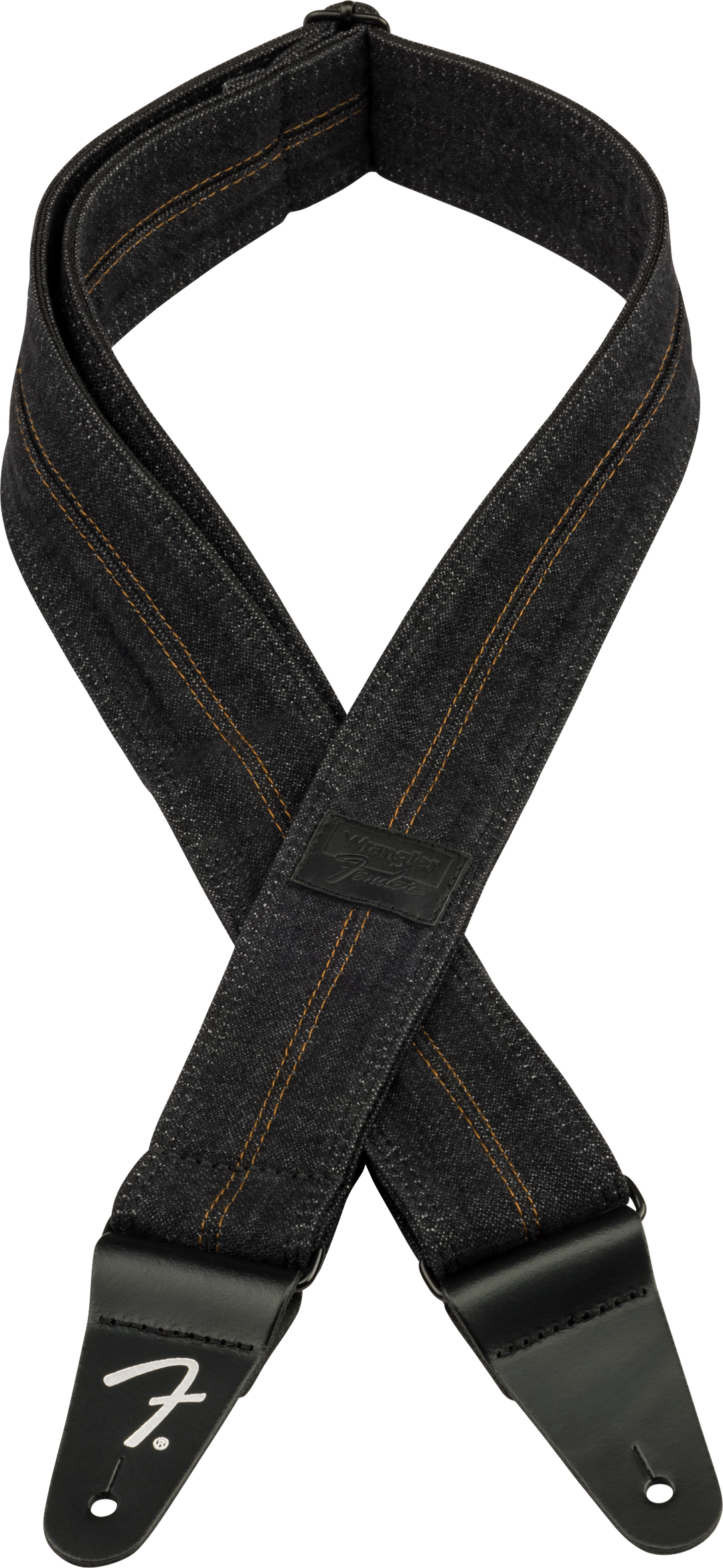 Fender x Wrangler Denim Tracolla per Chitarra (Washed Black Stitch, 2")