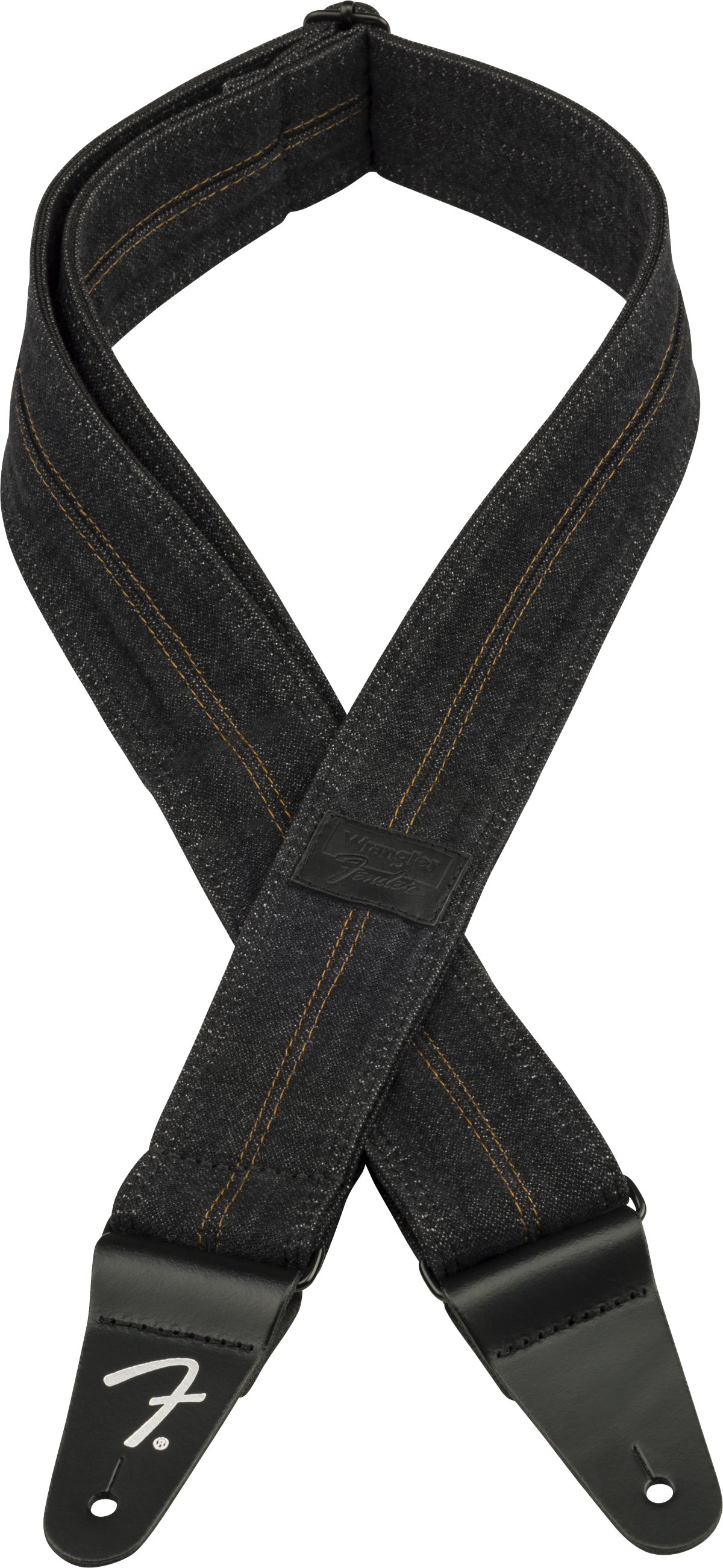 Fender x Wrangler Denim Tracolla per Chitarra (Washed Black Stitch, 2")