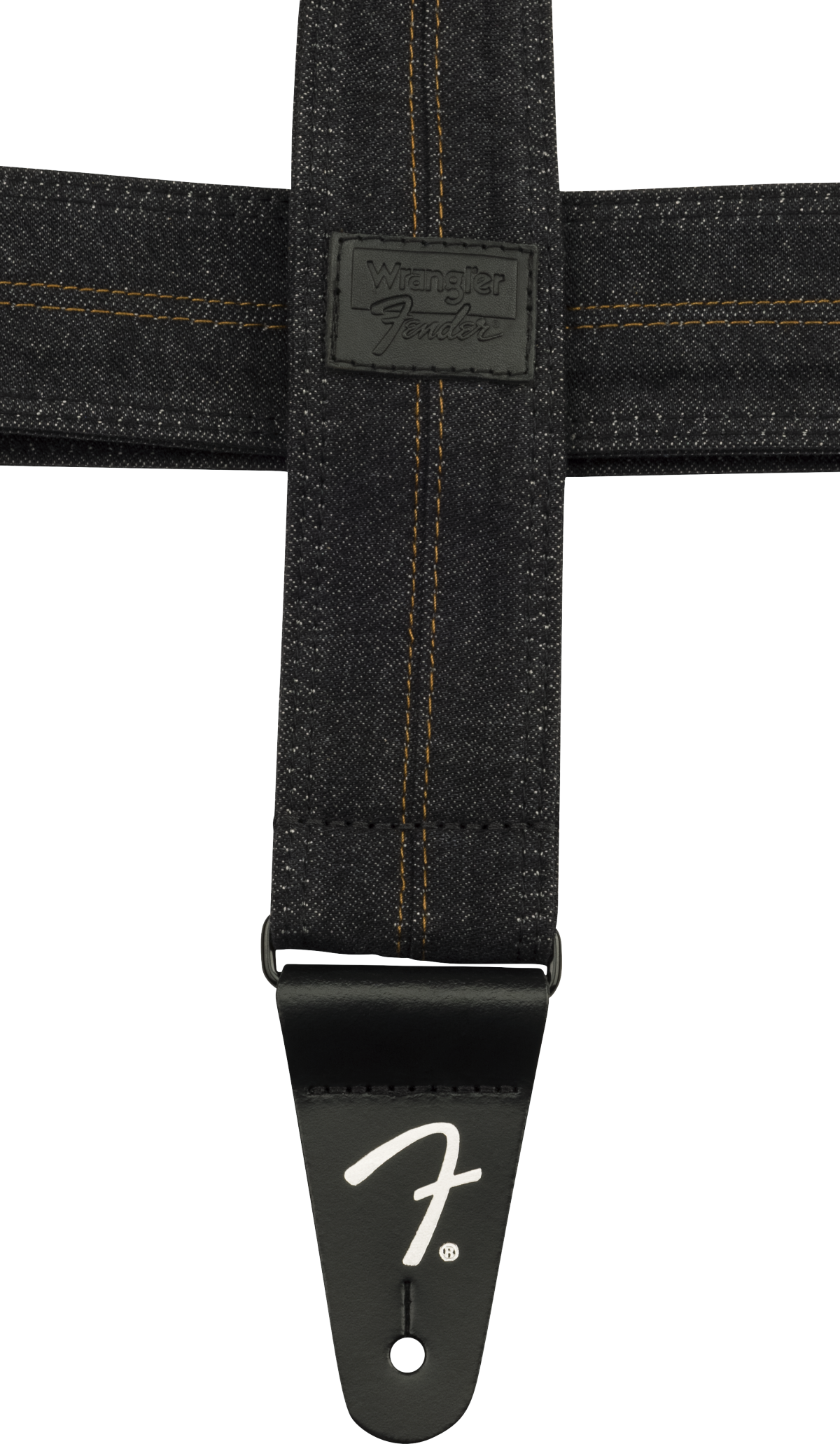 Fender x Wrangler Denim Tracolla per Chitarra (Washed Black Stitch, 2")
