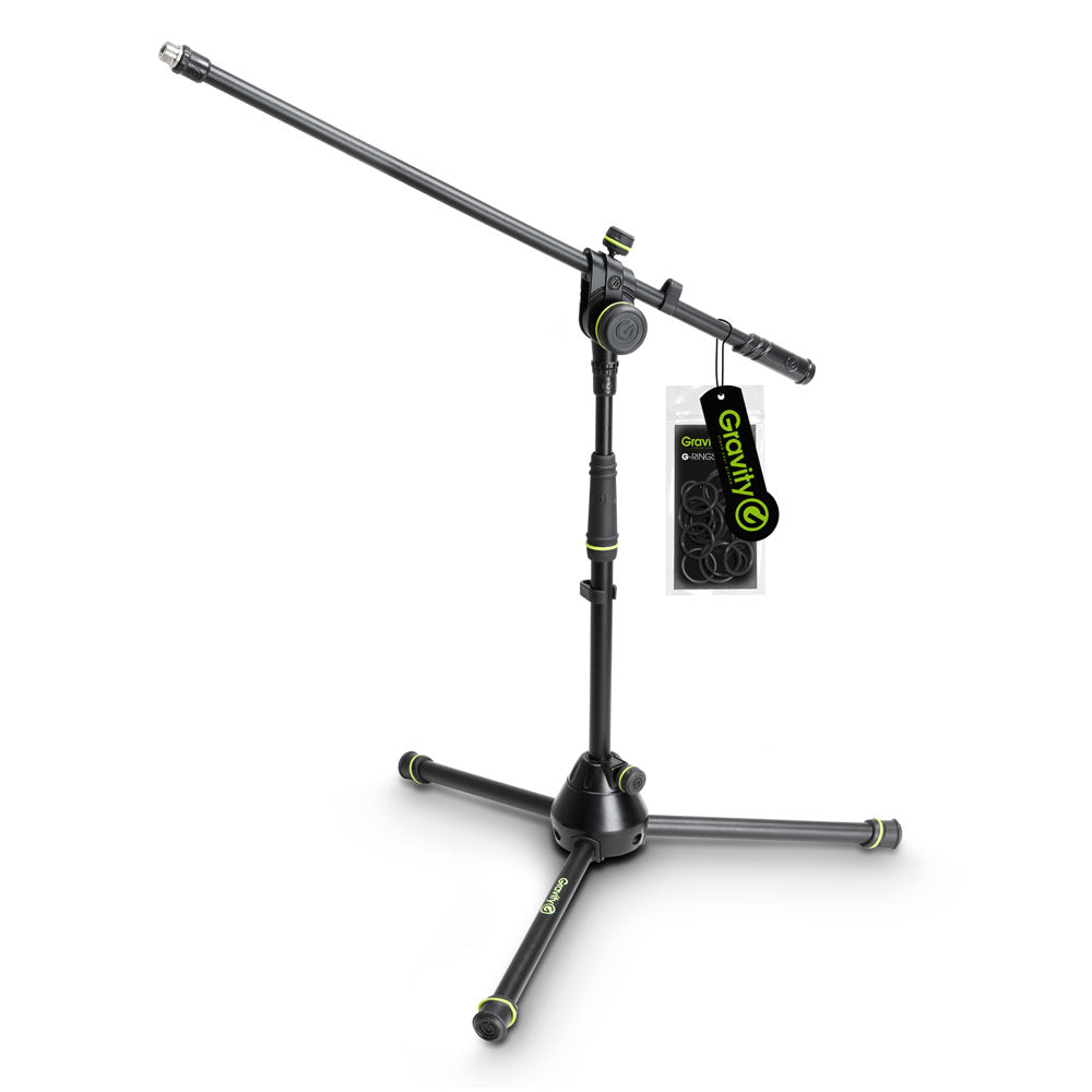 Gravity MS 4221 B - Kort mikrofonstativ med foldbar trefodsfod og 2-punkts justerbar boomarm