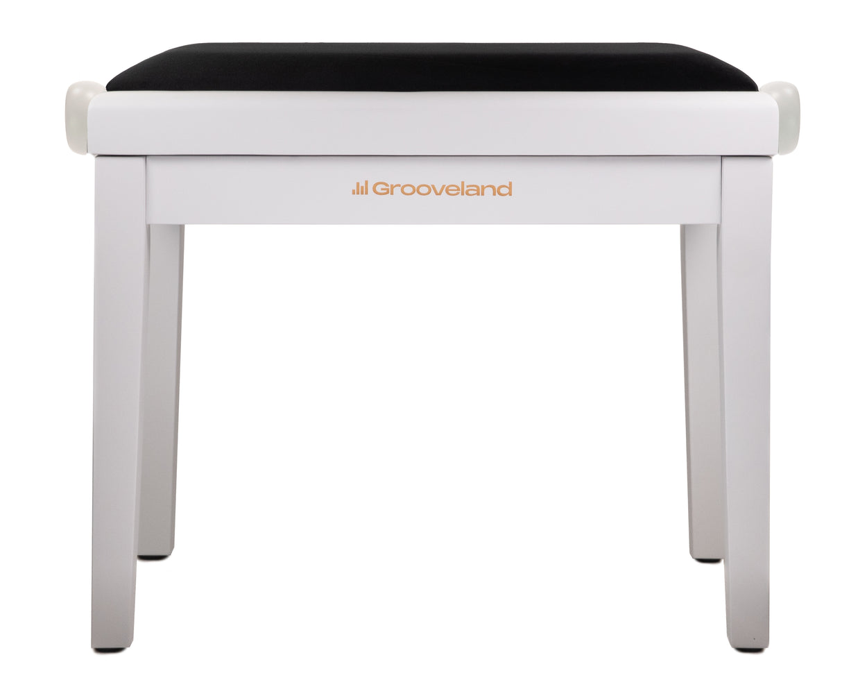 Grooveland KB200 Panchina per Pianoforte (Matte White, Sedile Nero)