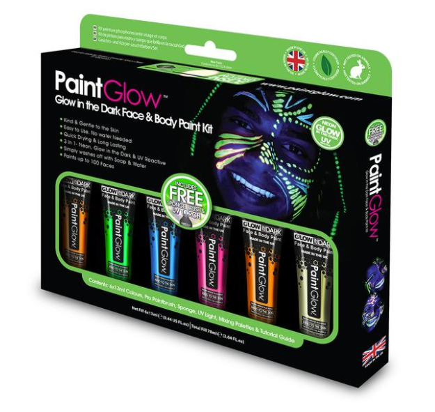 Set di pittura UV Glow in Dark per viso e corpo