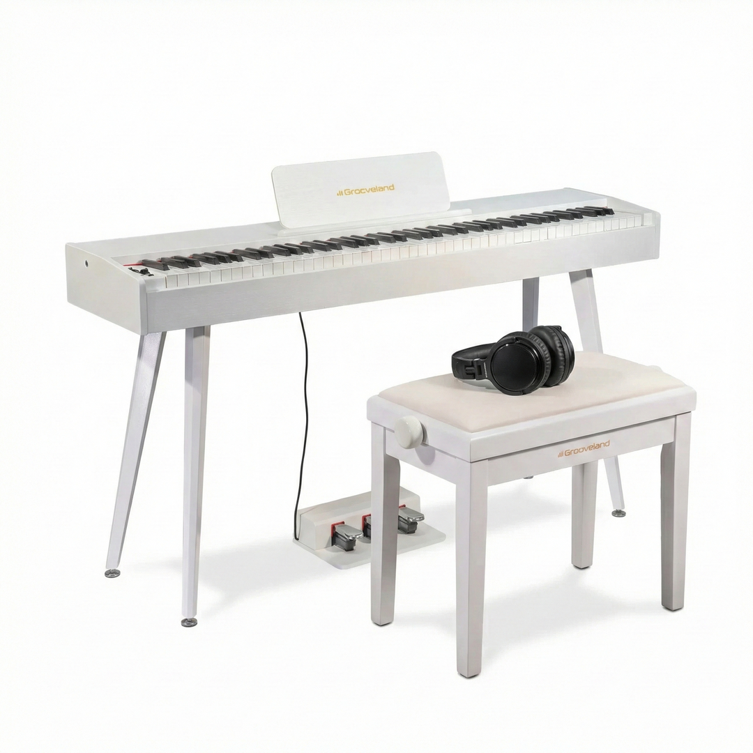 Grooveland DDP-140 Pianoforte elettrico (Bianco) bundle