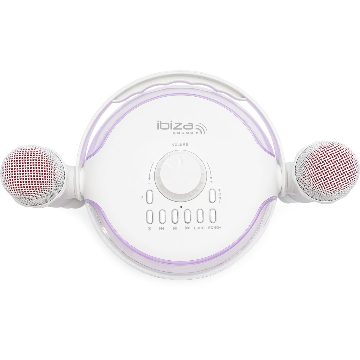 Ibiza Karaoke System w. Bluetooth and 2 Microphones (White)