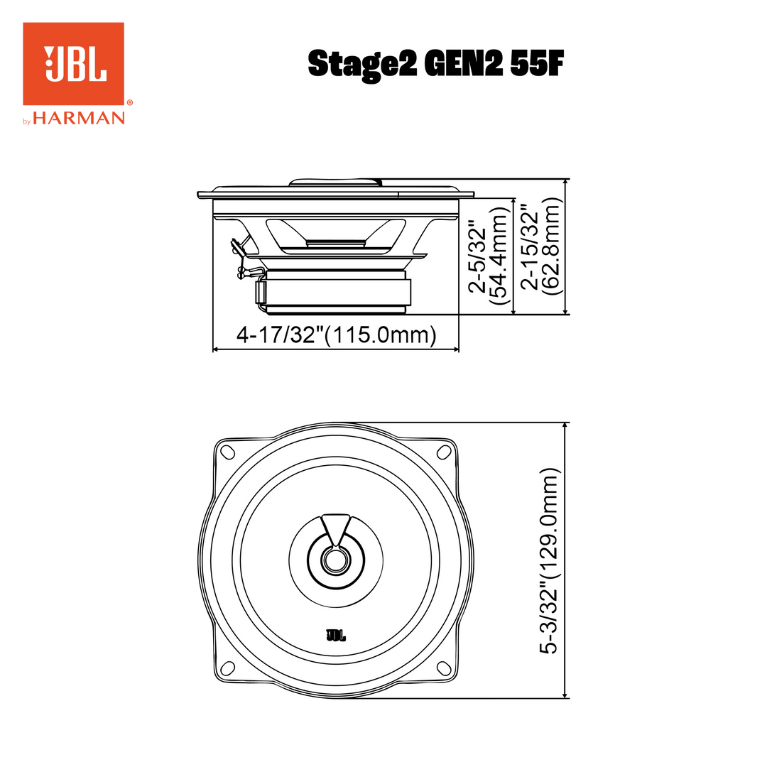 JBL Stage2 Gen2 55F altoparlanti coassiali per auto da 5,25"