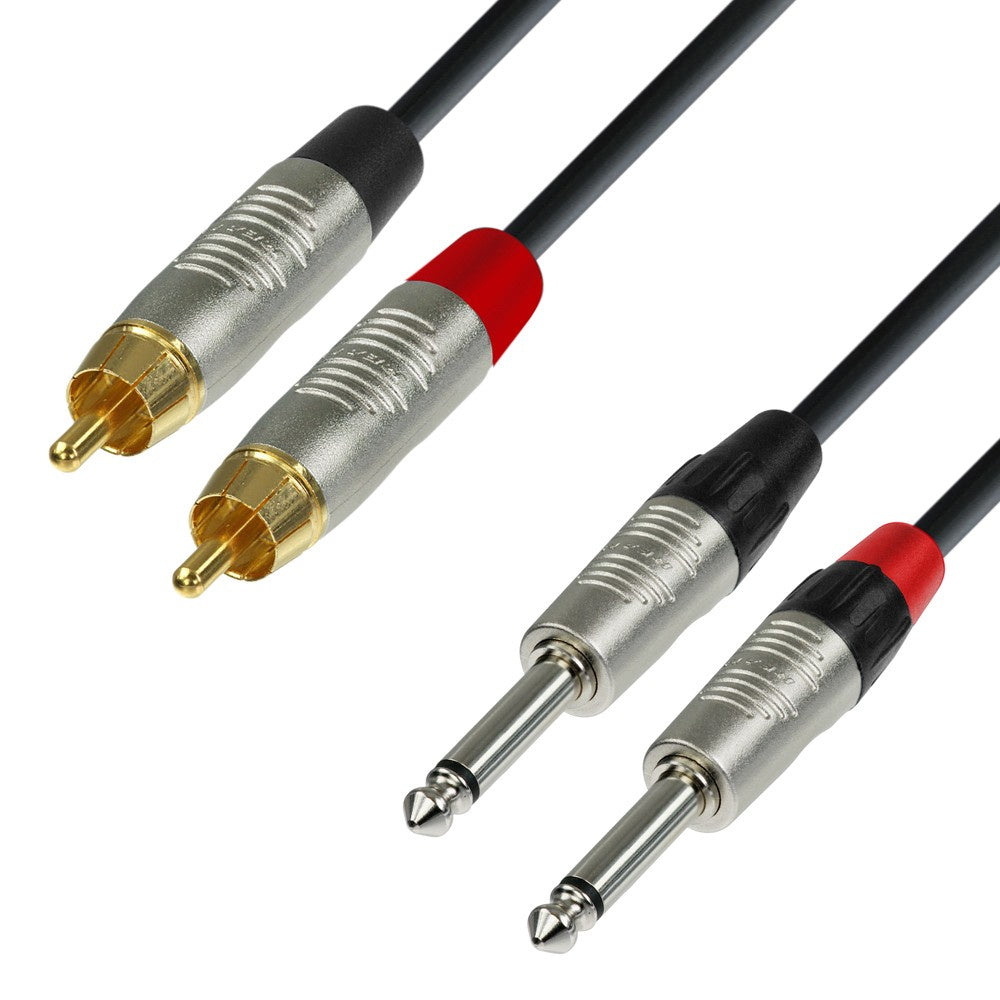 Adapter cable 2x RCA Phono to 2x Jack (6m)
