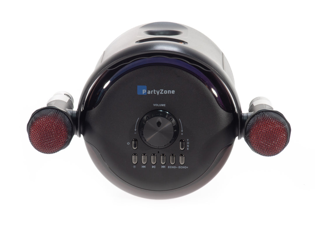 PartyZone set con 2 microfoni (nero) & LED PAR-ASTRO 2-in-1 luce da discoteca