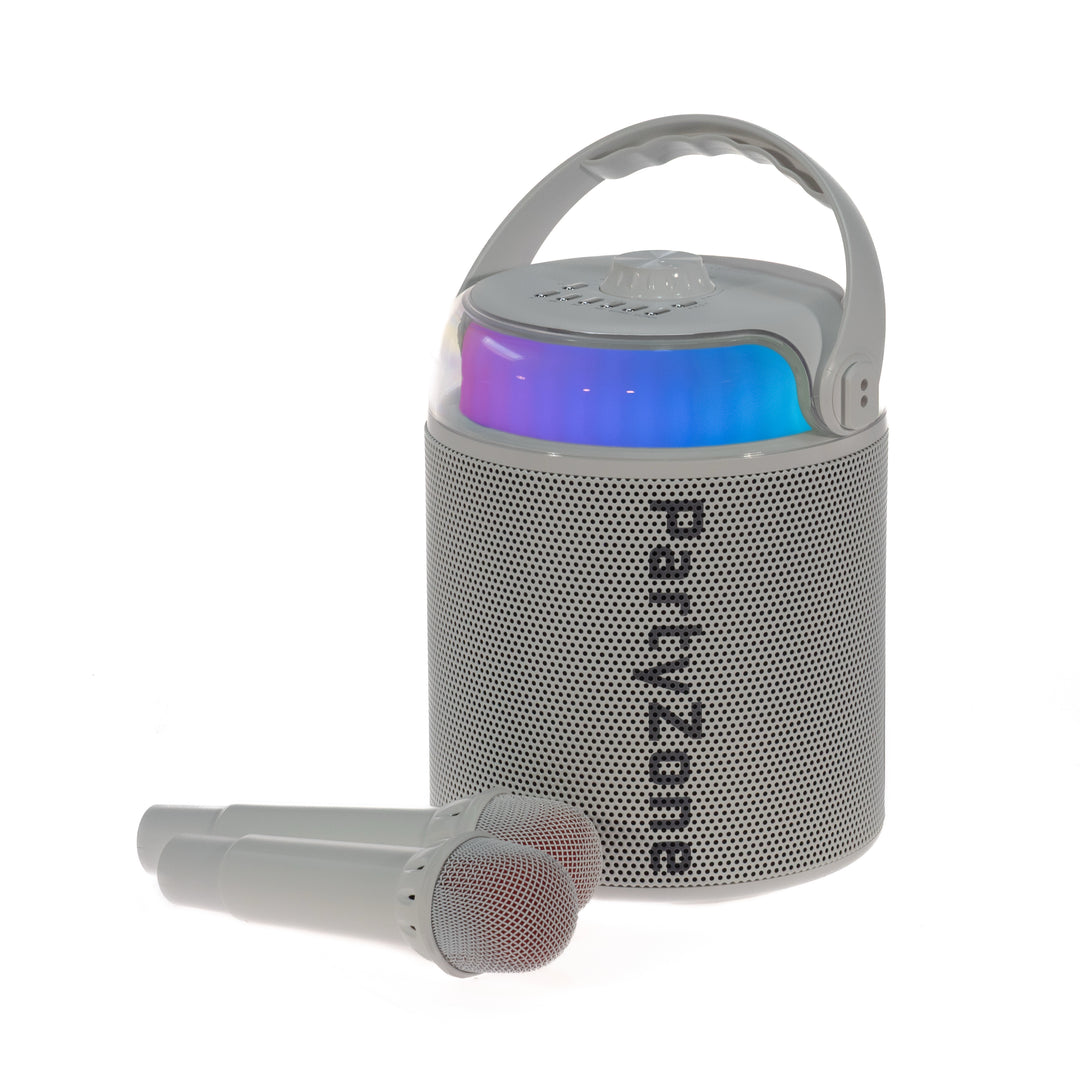 PartyZone Set per karaoke con 2 Microfoni (Bianco) & LED PAR-ASTRO 2-in-1 Luce da discoteca