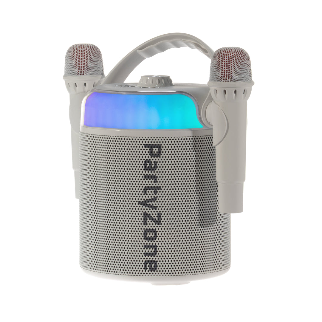 PartyZone Set per karaoke con 2 Microfoni (Bianco) & LED PAR-ASTRO 2-in-1 Luce da discoteca