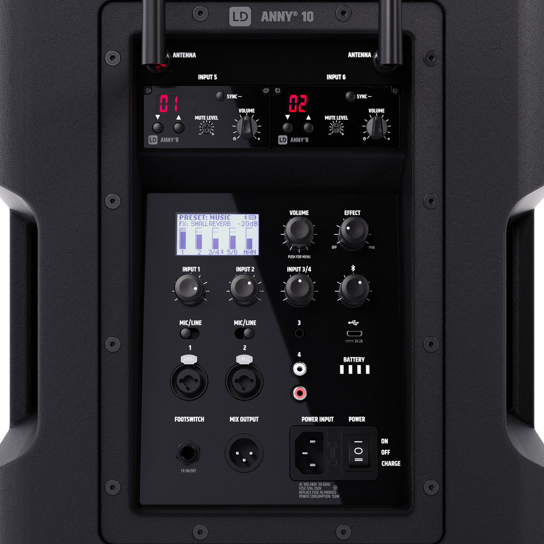 LD Systems ANNY® 10 HBH 2 B6 - sistema PA portatile a batteria Bluetooth® da 10" con mixer, 1x microfono palmare wireless e 1x microfono headset (incl. bodypack)