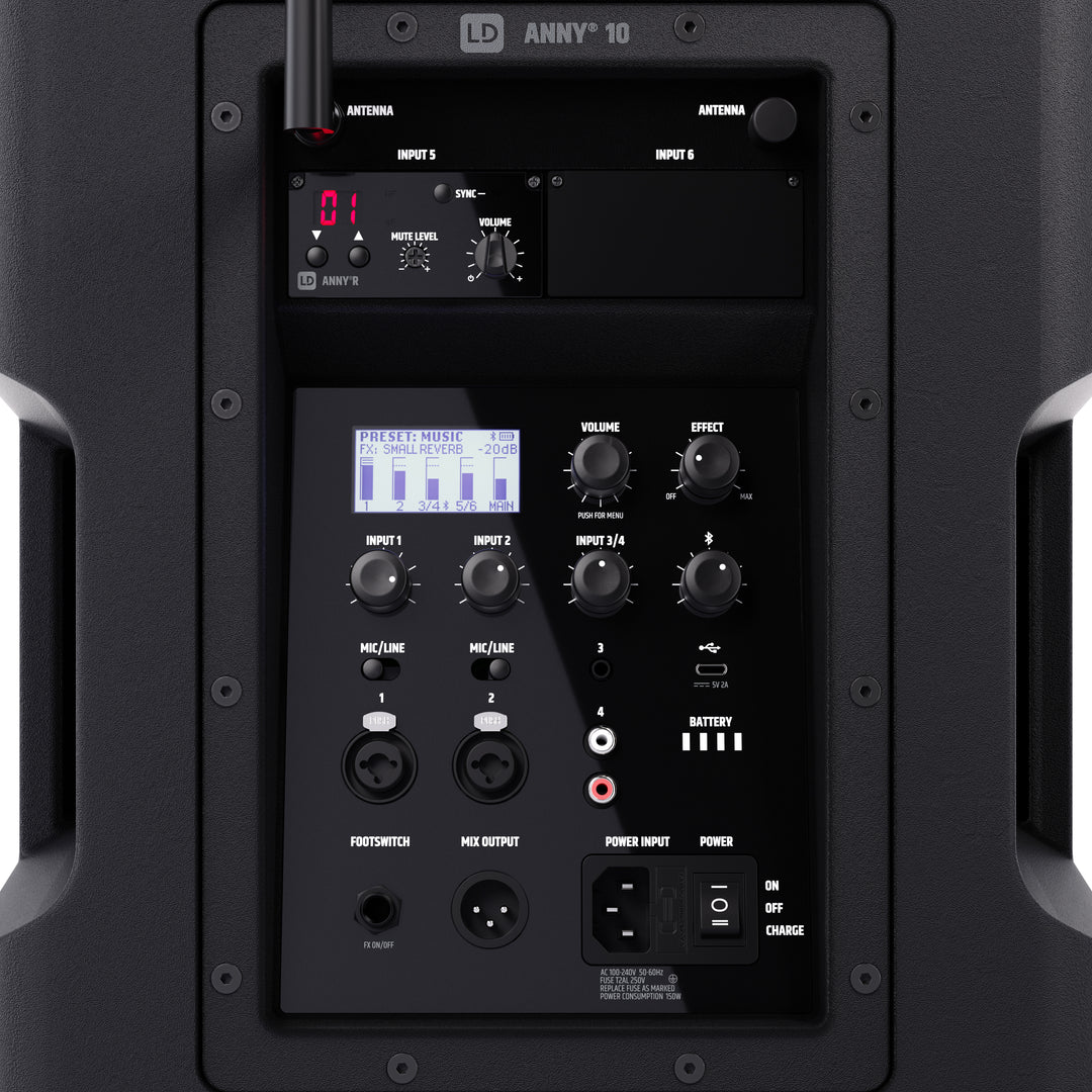 LD Systems ANNY® 10 HHD B5 - 10" bærbart batteridrevet Bluetooth® PA-system med mixer og 1x trådløs håndholdt mikrofon