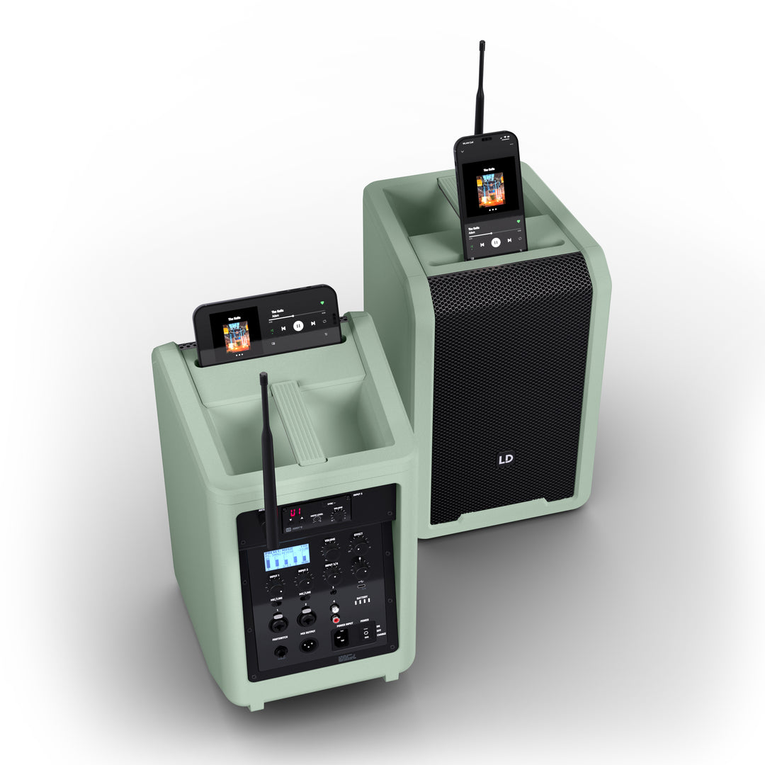 LD Systems ANNY® 8 BPH B5 GN - Altoparlante PA portatile Bluetooth® alimentato a batteria con mixer e 1x microfono headset (incl. bodypack), Adventure Green