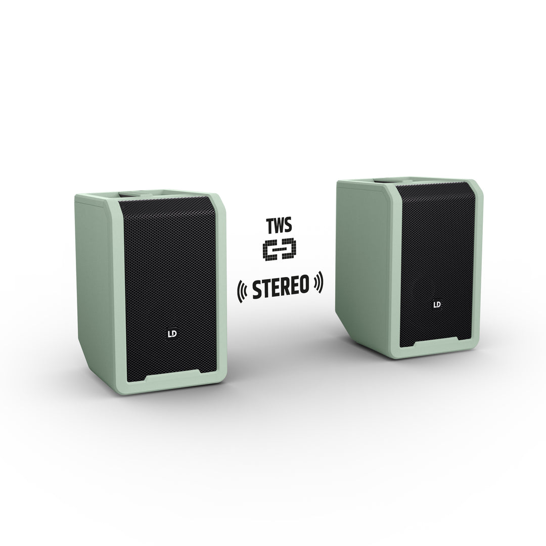 LD Systems ANNY® 8 BPH B8 GN - Altoparlante PA Bluetooth® portatile alimentato a batteria con mixer e 1x microfono headset (incl. bodypack), Adventure Green
