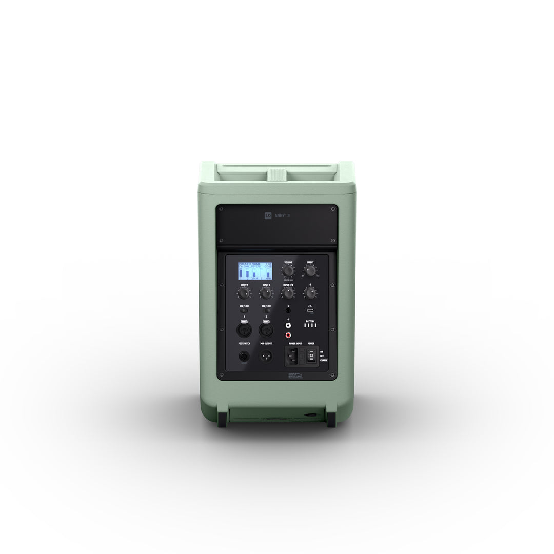 LD Systems ANNY® 8 GN - Altoparlante PA portatile a batteria Bluetooth® con mixer, Adventure Green