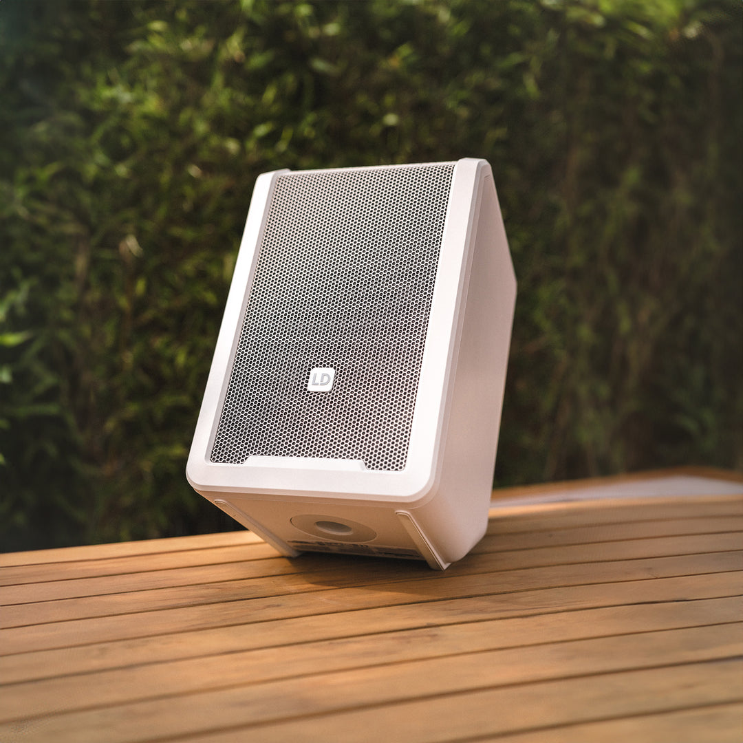 LD Systems ANNY® 8 HHD B5 W - Bærbar batteridrevet Bluetooth® PA-højttaler med mixer og 1x trådløs håndholdt mikrofon, ren hvid