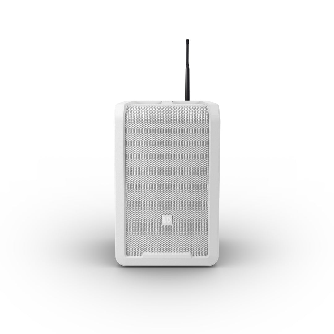 LD Systems ANNY® 8 HHD B5 W - Bærbar batteridrevet Bluetooth® PA-højttaler med mixer og 1x trådløs håndholdt mikrofon, ren hvid
