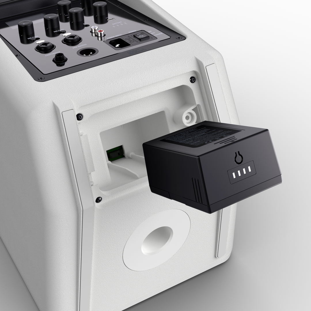 LD Systems ANNY® 8 HHD B5 W - Bærbar batteridrevet Bluetooth® PA-højttaler med mixer og 1x trådløs håndholdt mikrofon, ren hvid