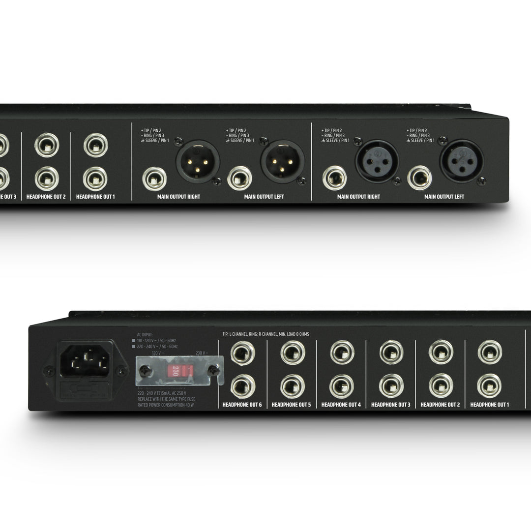 LD Systems HPA 6 - Amplificatore per cuffie a 19" e 6 canali